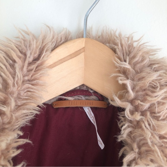 ❌Free People Owen Sherpa Lined Jacket Red Size Small - Picture 2 of 9